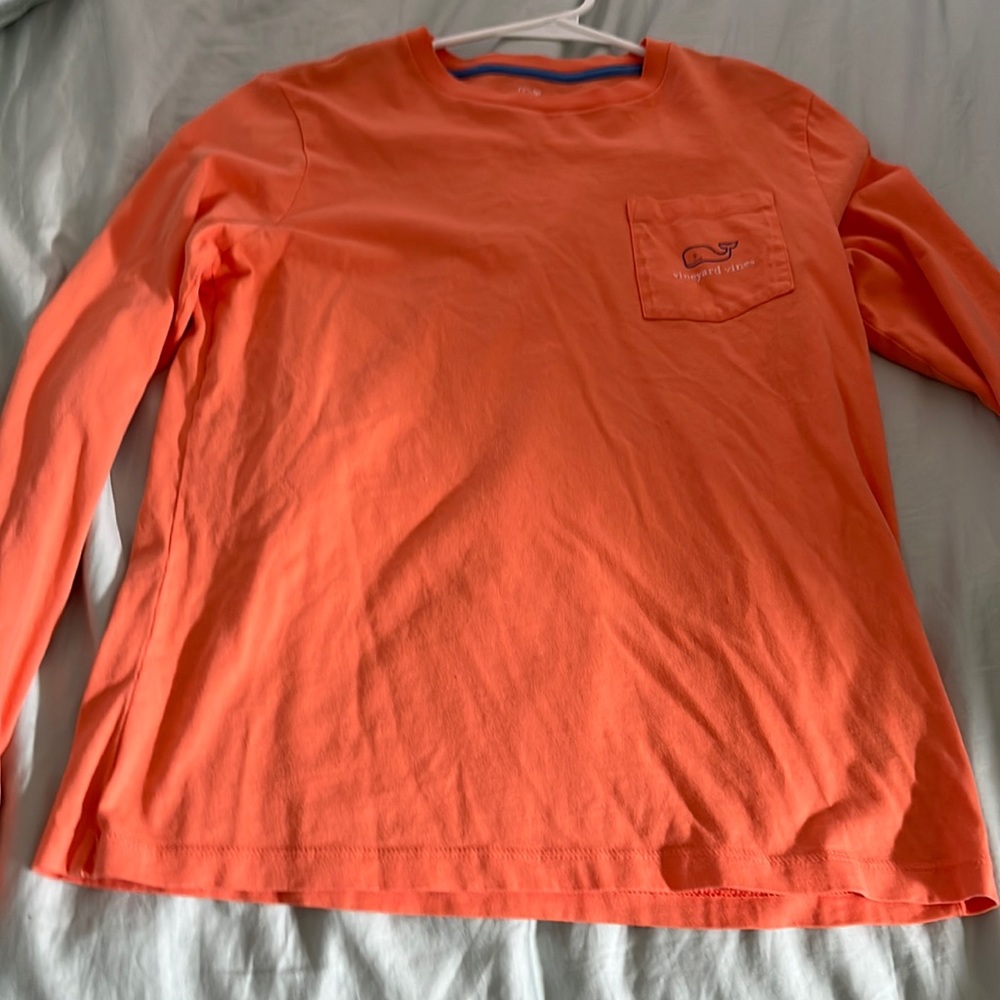 vineyard vines long sleeve, coral/orange color, size L (16) juniors